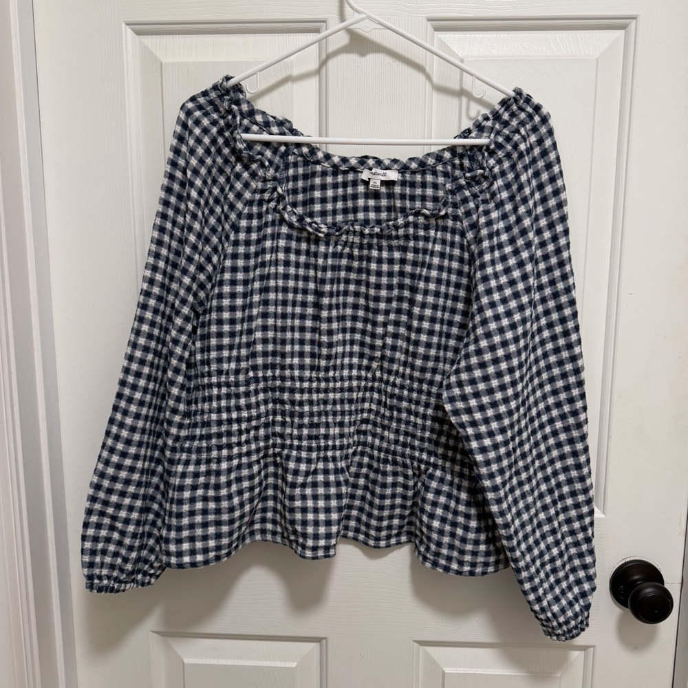 Madewell Sophia Top in Textured Windowpane Size XL - Picture 2 of 5